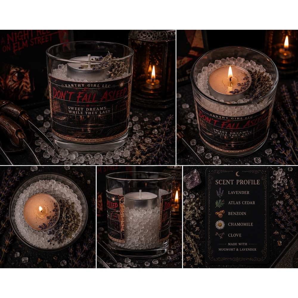 Don't Fall Asleep Nightmare On Elm Street Inspired Tea Light Candle Set